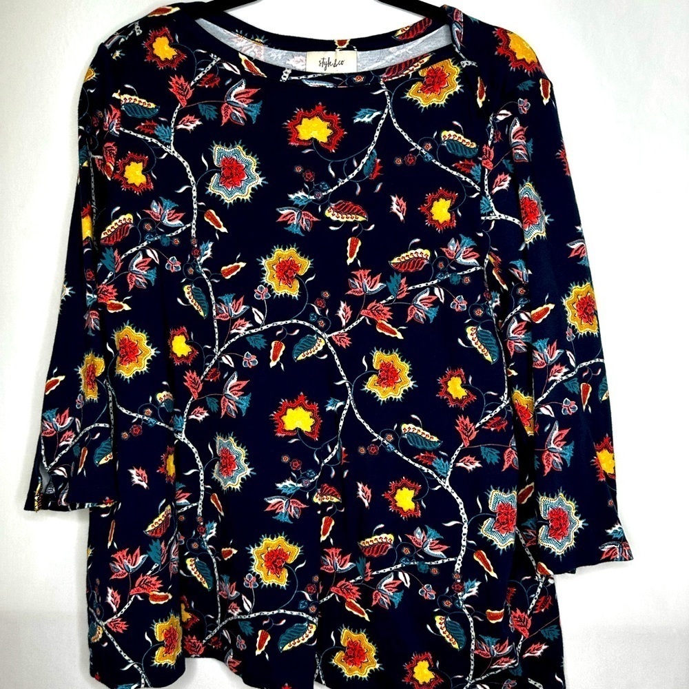 Style & Co Women's Pima Cotton Boat-Neck 3/4-Sleeve Top